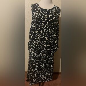 CAbi Black & White Abstract Floral Midi two piece set